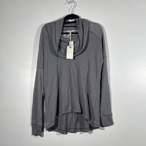 NWT Lucky Brand Gray Asymmetrical Long Sleeve Hoodie Size Petite Small